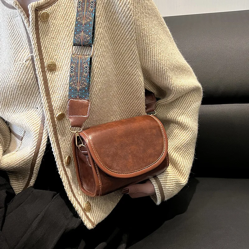 Ladies Fashion Crossbody Bags for Women High Capacity Flap Shoulder Bag Small PU Leather Messenger Bags Wide Strap Handbag Purse - Image 2