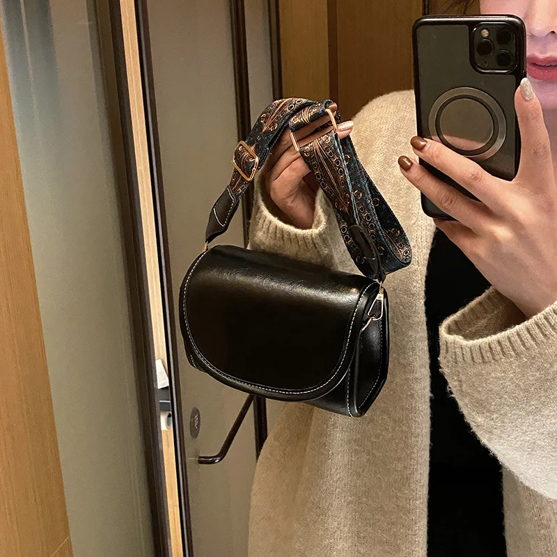 Ladies Fashion Crossbody Bags for Women High Capacity Flap Shoulder Bag Small PU Leather Messenger Bags Wide Strap Handbag Purse - Image 5