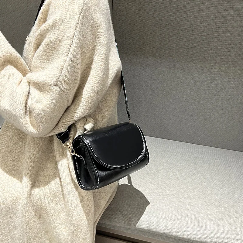 Ladies Fashion Crossbody Bags for Women High Capacity Flap Shoulder Bag Small PU Leather Messenger Bags Wide Strap Handbag Purse - Image 6