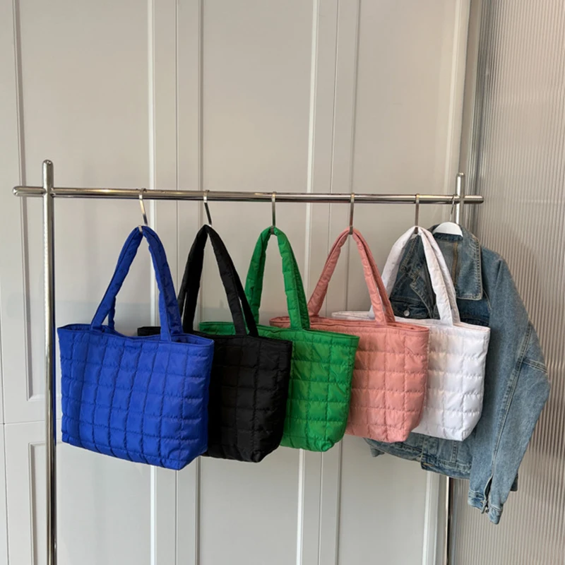 Large Capacity Winter Shoulder Bag Female Solid Color Handbags Cotton Casual Shopper Tote For Women Fashion Top Handle Bag bolsa - Image 4