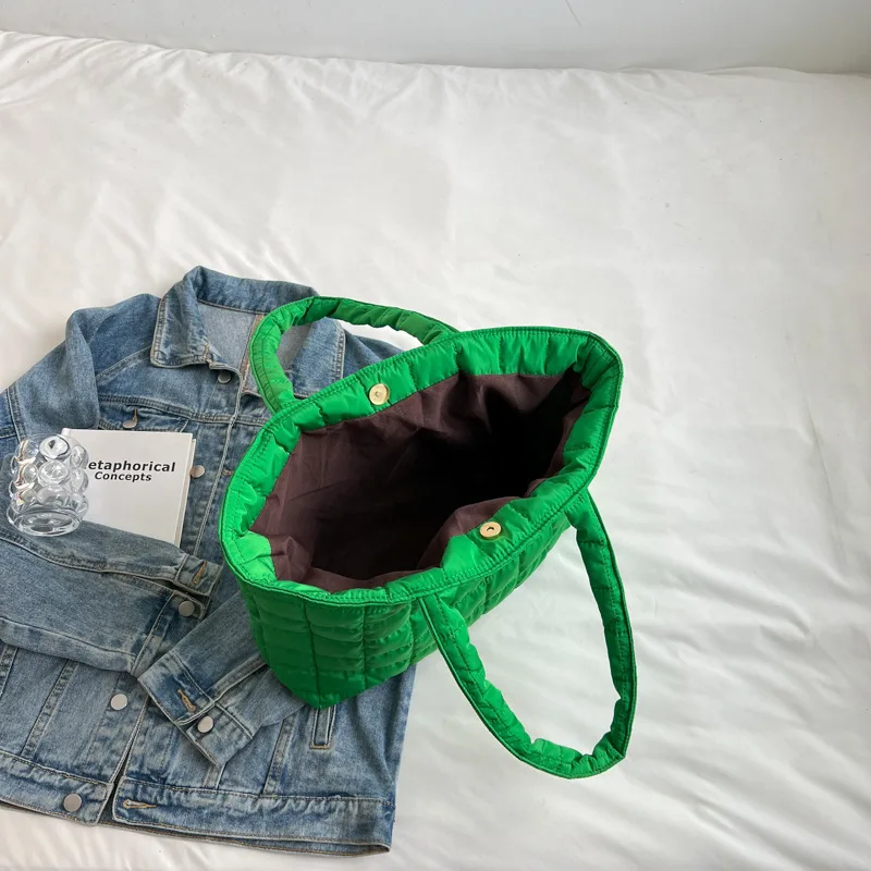 Large Capacity Winter Shoulder Bag Female Solid Color Handbags Cotton Casual Shopper Tote For Women Fashion Top Handle Bag bolsa - Image 5