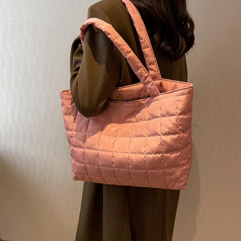 Large Capacity Winter Shoulder Bag Female Solid Color Handbags Cotton Casual Shopper Tote For Women Fashion Top Handle Bag bolsa - Image 6